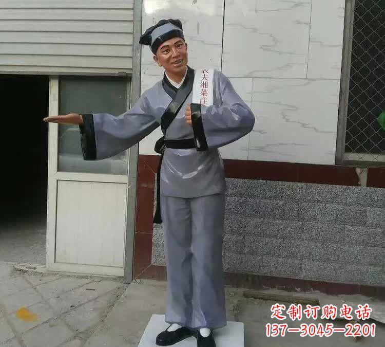 山西精致玻璃钢店小二雕塑
