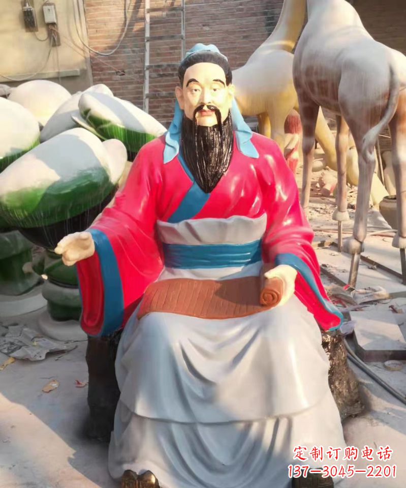 山西玻璃钢仿真古代名人孔子讲学雕塑