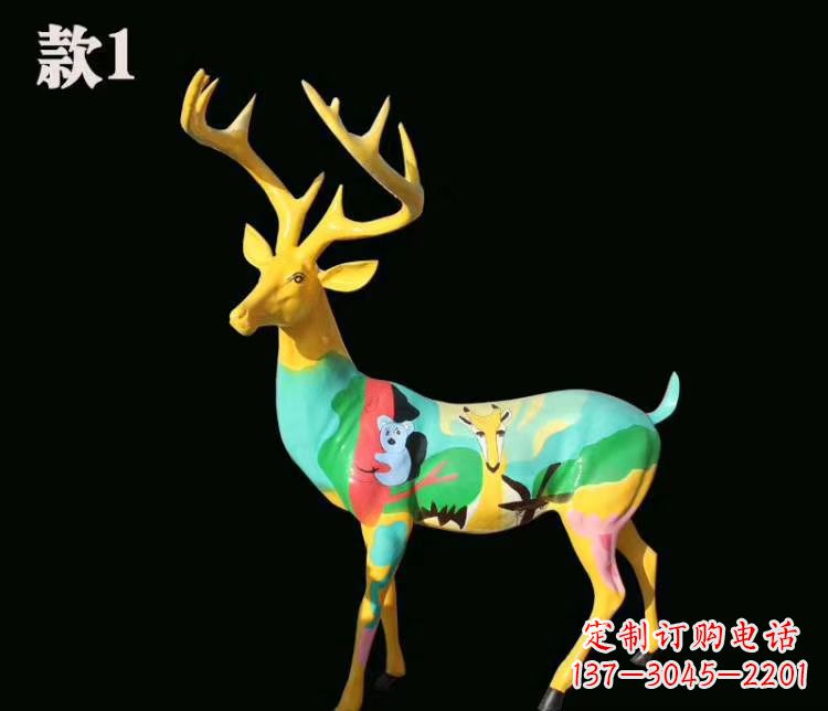 山西玻璃钢仿真梅花鹿雕塑