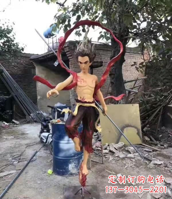 山西玻璃钢仿真哪吒雕塑