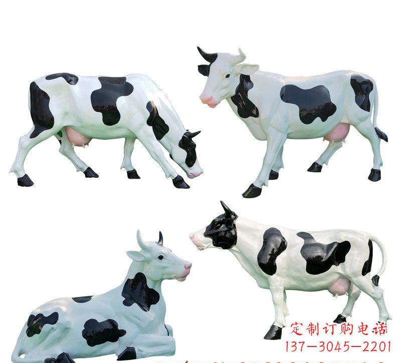 山西玻璃钢仿真奶牛雕塑精美的艺术品
