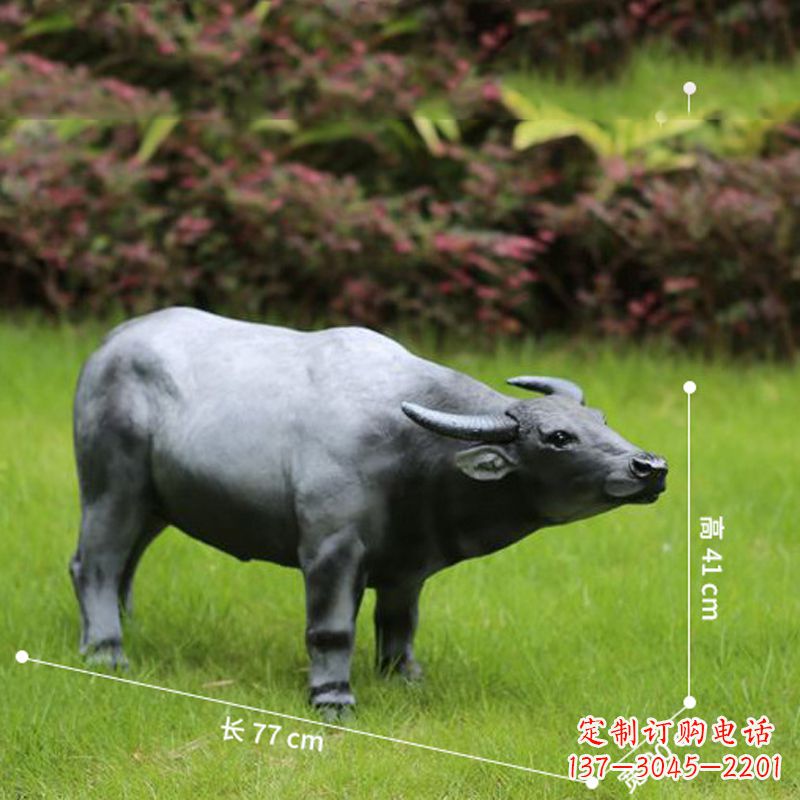 山西玻璃钢仿真水牛-公园草坪动物雕塑摆件