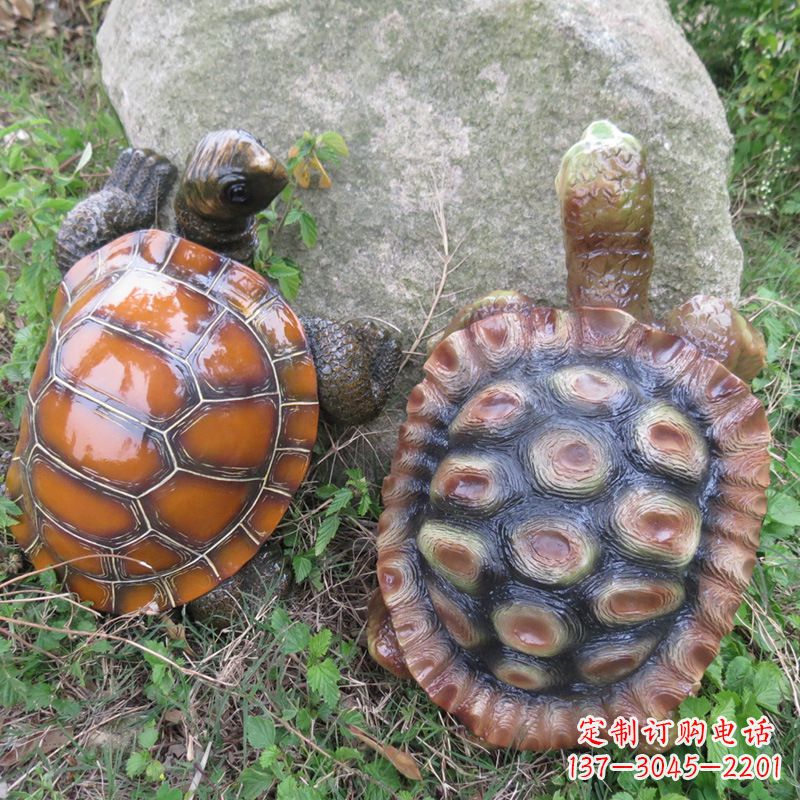 山西玻璃钢仿真乌龟雕塑,园林陆龟海龟花园装饰摆件