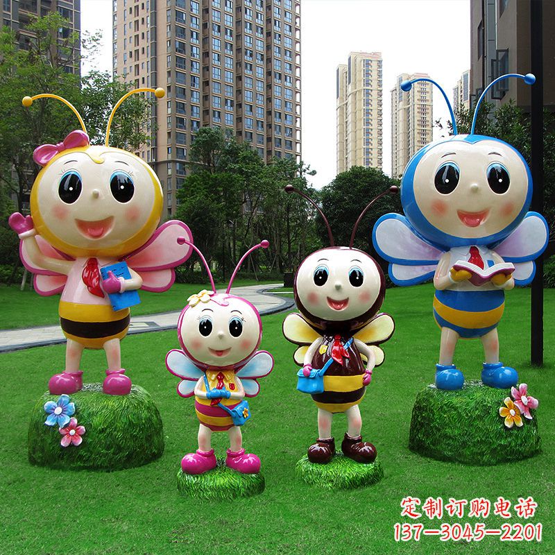 山西玻璃钢卡通蜜蜂雕塑摆件