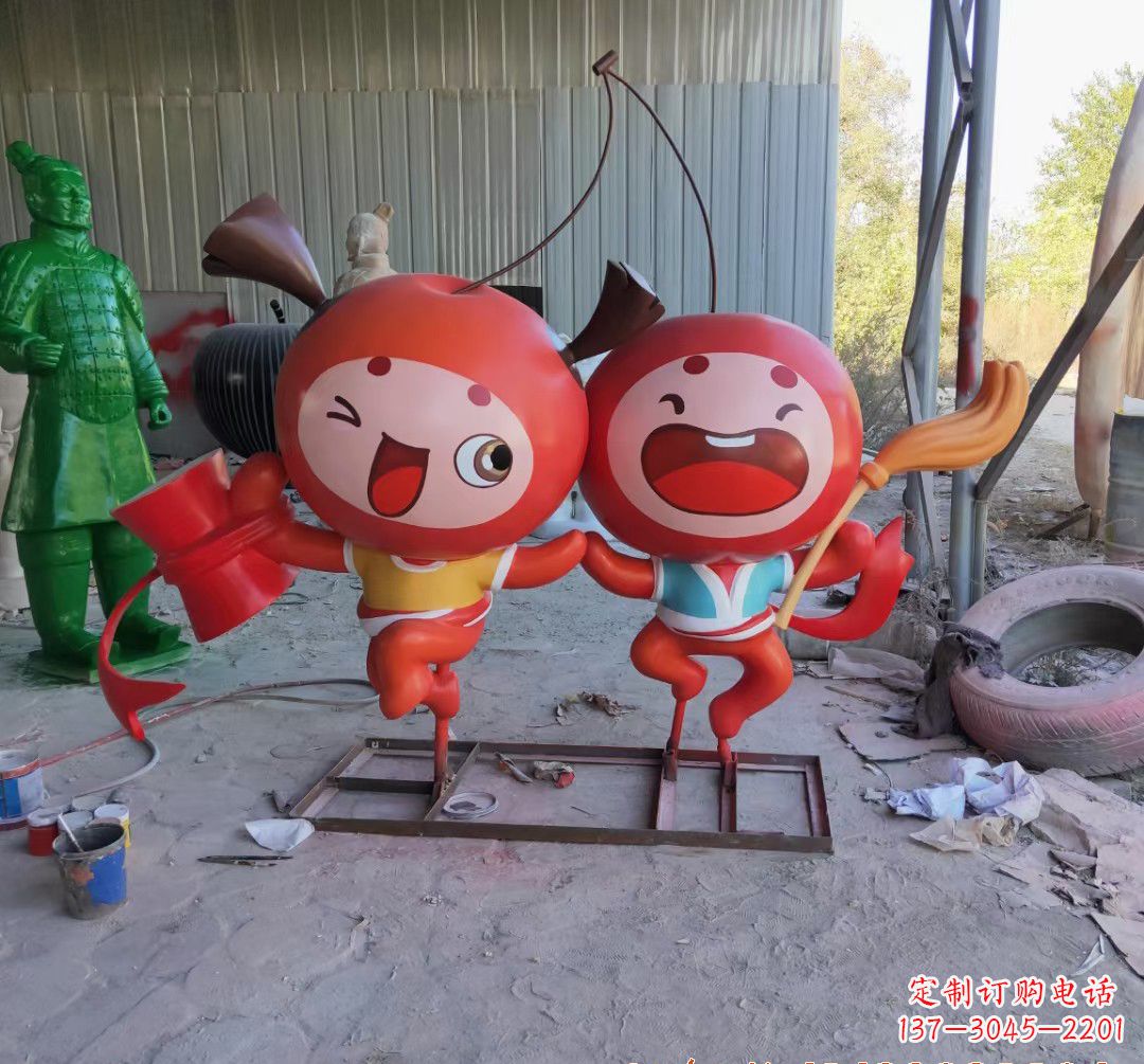 山西玻璃钢卡通苹果雕塑