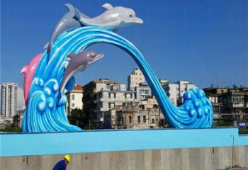 山西玻璃钢大型海豚雕塑游泳馆游乐场的精彩缤纷