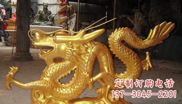 山西玻璃钢龙仿铜动物雕塑