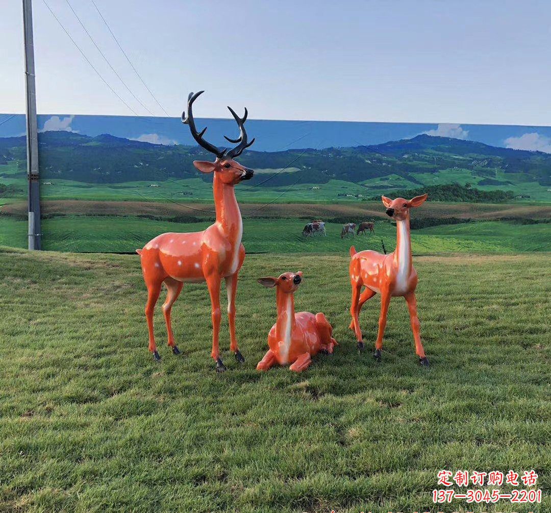 山西玻璃钢鹿群雕塑
