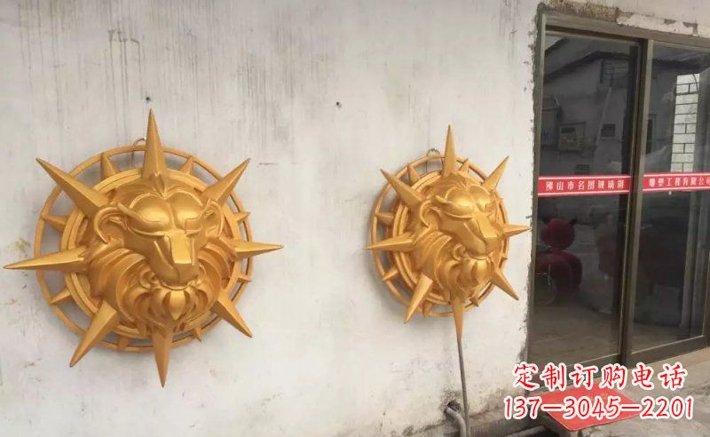 山西玻璃钢狮子头雕塑——精美景观装置