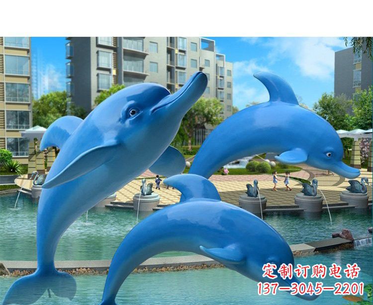 山西玻璃钢海豚雕塑灵动而美丽