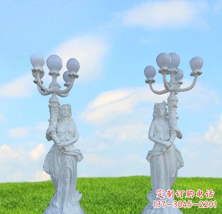 山西美女雕塑玻璃钢西方美女路灯的艺术精髓