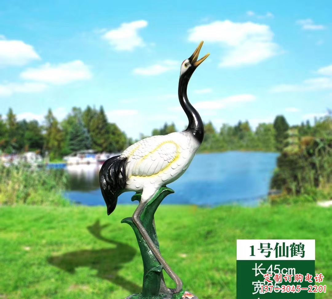 山西玻璃钢艺术之美仙鹤雕塑