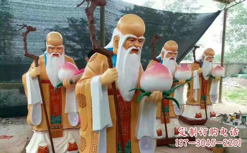 山西玻璃钢宗教庙宇神像彩绘老寿星雕塑