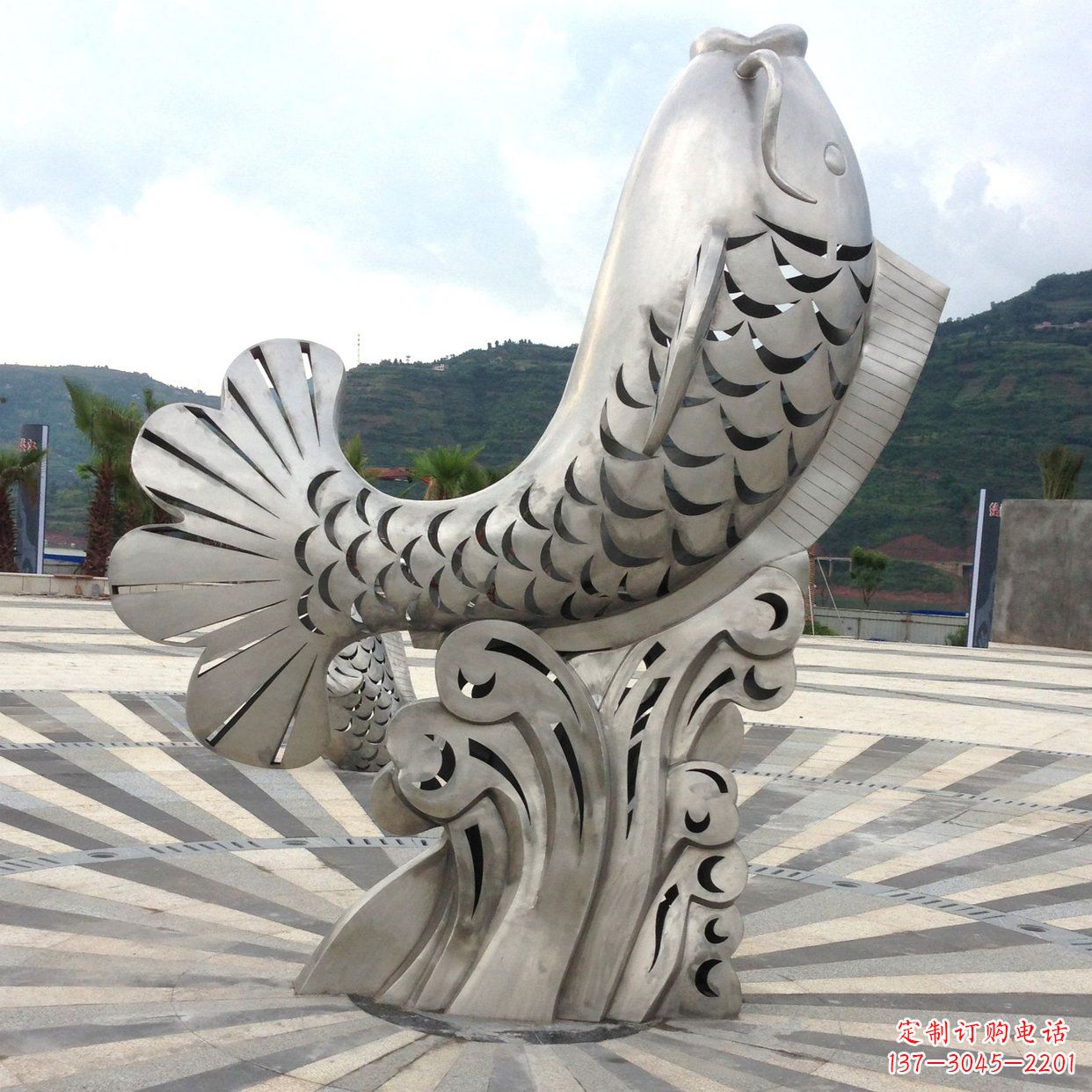 山西不锈钢“鱼”园林水景喷泉动物景观雕塑