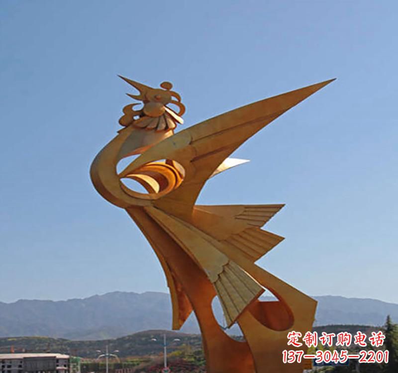 山西不锈钢凤凰雕塑传承瑞雪兆丰年