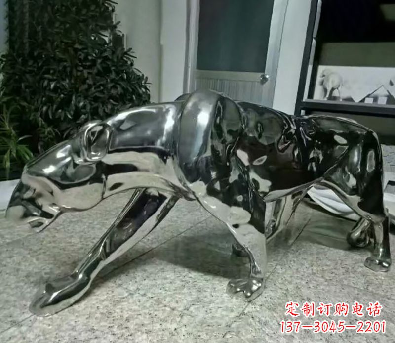 山西精美绝伦的不锈钢豹子雕塑