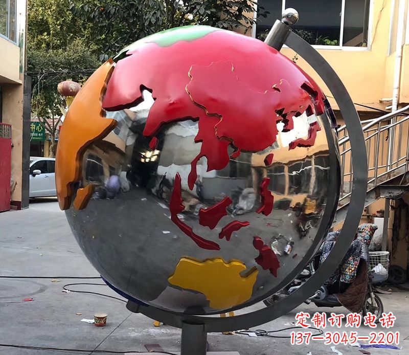 山西不锈钢彩绘地球仪雕塑与世界接轨