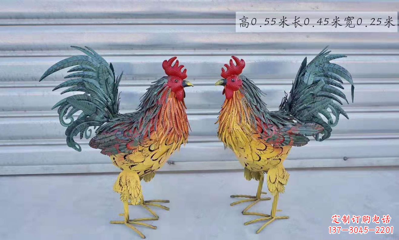 山西不锈钢彩绘公鸡雕塑——景观雕塑的精彩绽放
