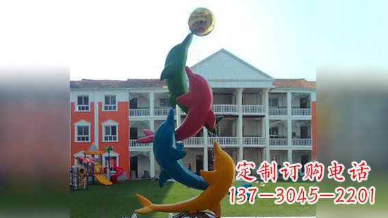 山西精美不锈钢海豚雕塑