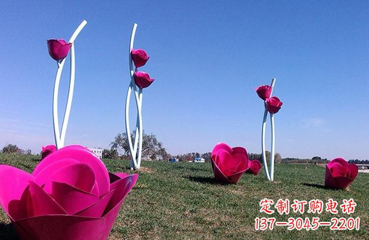山西不锈钢彩色玫瑰雕塑艺术精美的象征