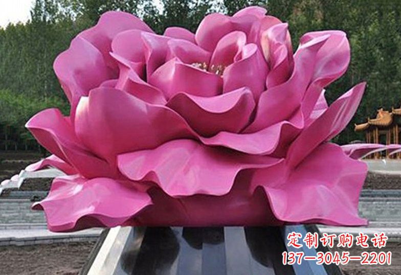 山西不锈钢彩色牡丹花雕塑美丽的艺术品
