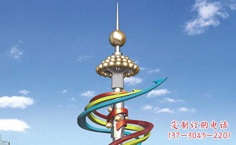 山西不锈钢飘带彩色雕塑——缤纷空间的艺术美学