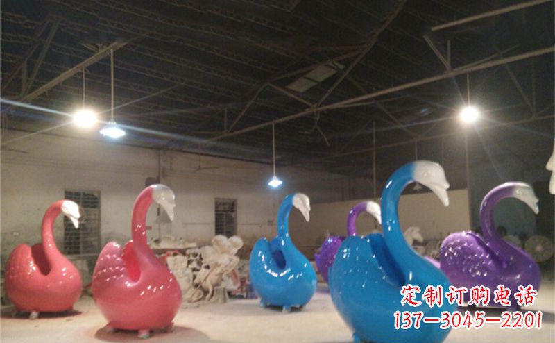 山西不锈钢彩色天鹅——精美的动物雕塑