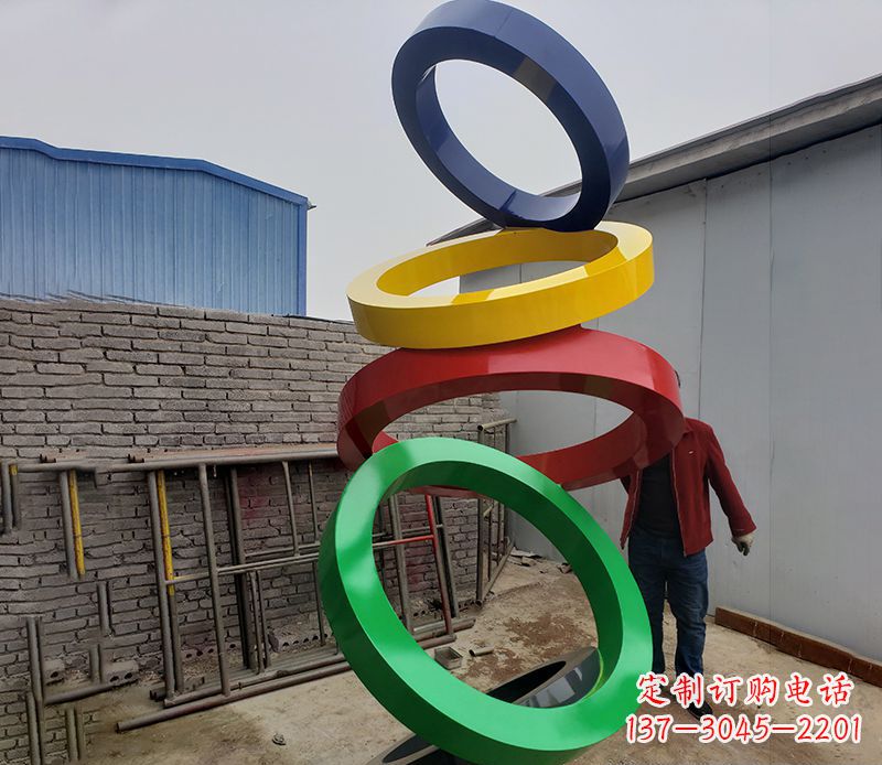 山西不锈钢彩色圆环公园雕塑