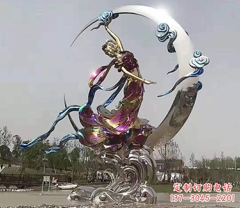 山西不锈钢嫦娥奔月雕塑 (2)