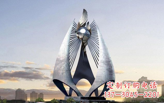 山西不锈钢城市船帆雕塑传承海洋文化