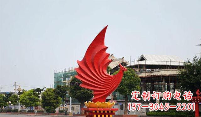 山西不锈钢凤凰雕塑象征着城市繁荣
