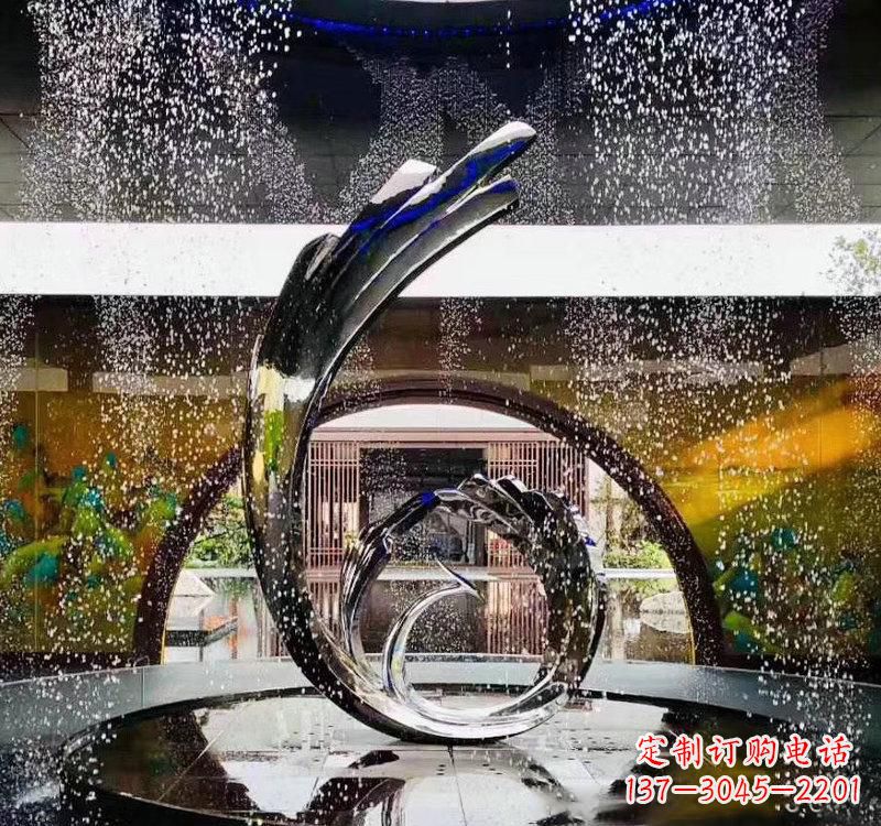 山西不锈钢城市景观喷泉雕塑美丽而又充满力量
