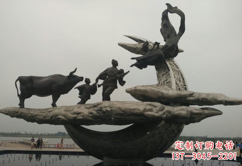 山西不锈钢牛郎织女雕塑传说中的爱情