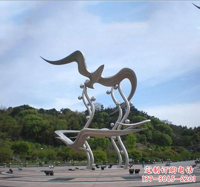 山西不锈钢城市圆环大雁雕塑