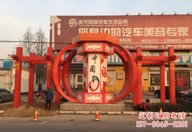 山西不锈钢灯笼雕塑——中国梦的象征