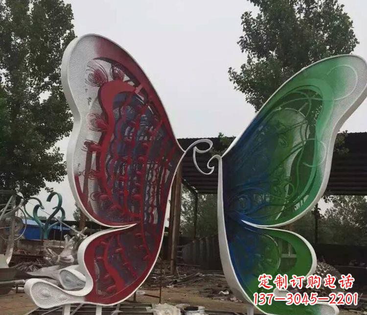 山西不锈钢抽象彩色蝴蝶公园动物雕塑