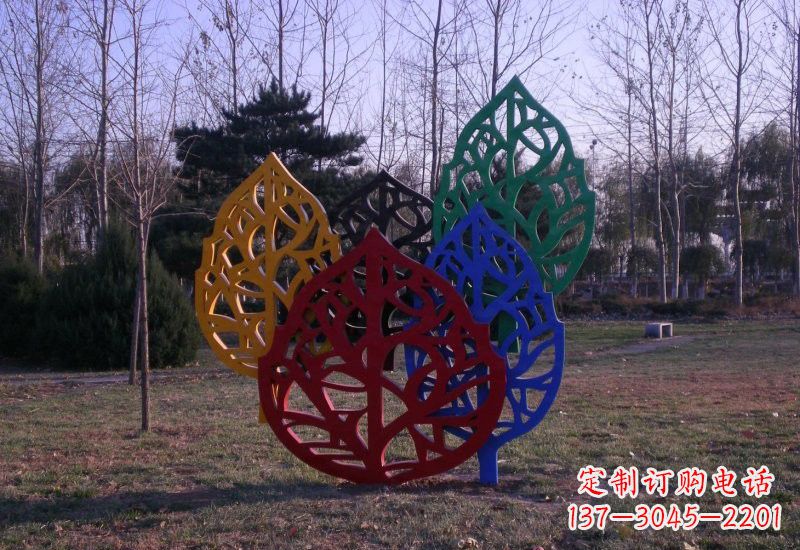 山西精美不锈钢树叶雕塑