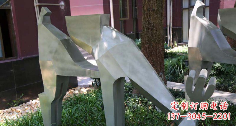 山西精美的不锈钢梅花鹿雕塑
