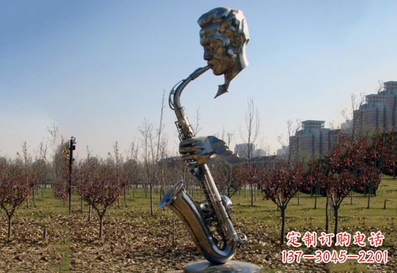 山西不锈钢抽象吹萨克斯人物雕塑