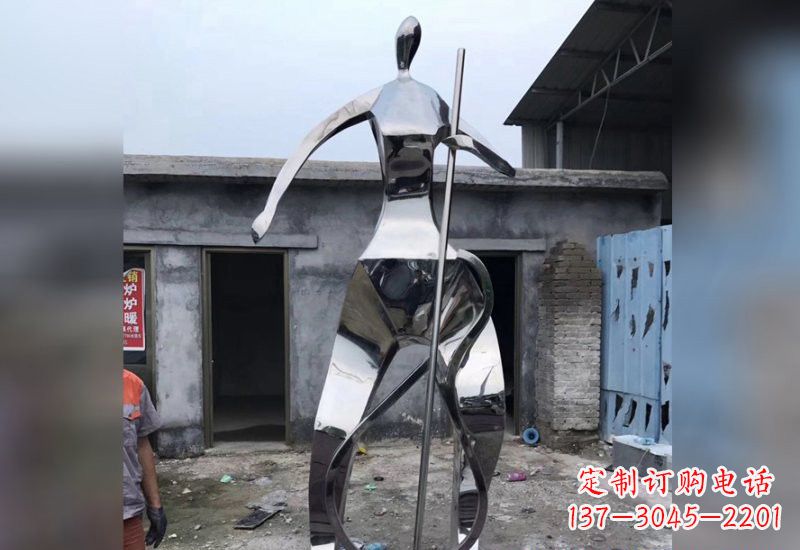 山西不锈钢抽象大提琴人物雕塑