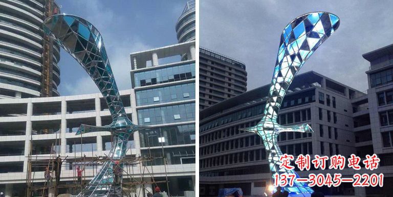 山西不锈钢抽象大雁景观雕塑