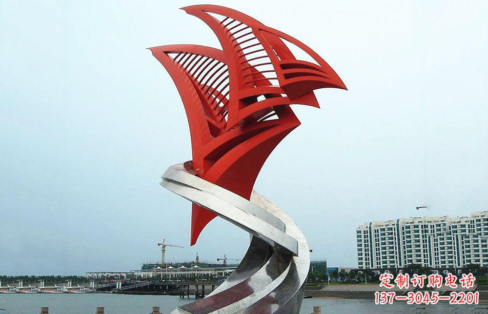 山西海洋之舟——不锈钢抽象帆船海边景观雕塑