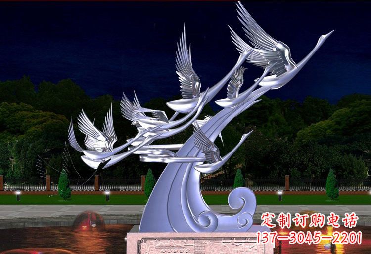 山西不锈钢抽象飞翔的天鹅设计图