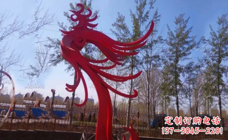 山西不锈钢抽象凤凰雕塑 (2)