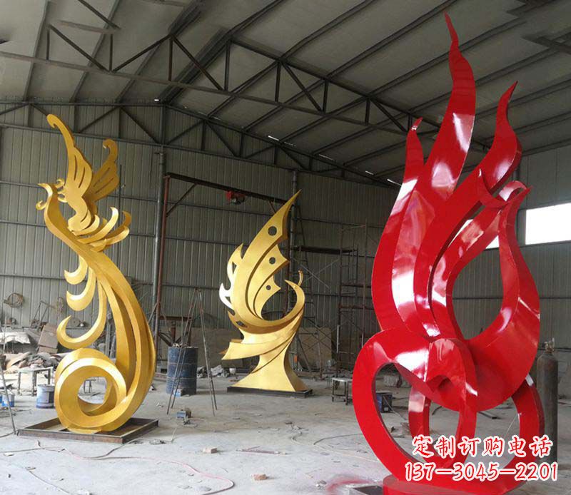 山西不锈钢抽象凤凰雕塑 