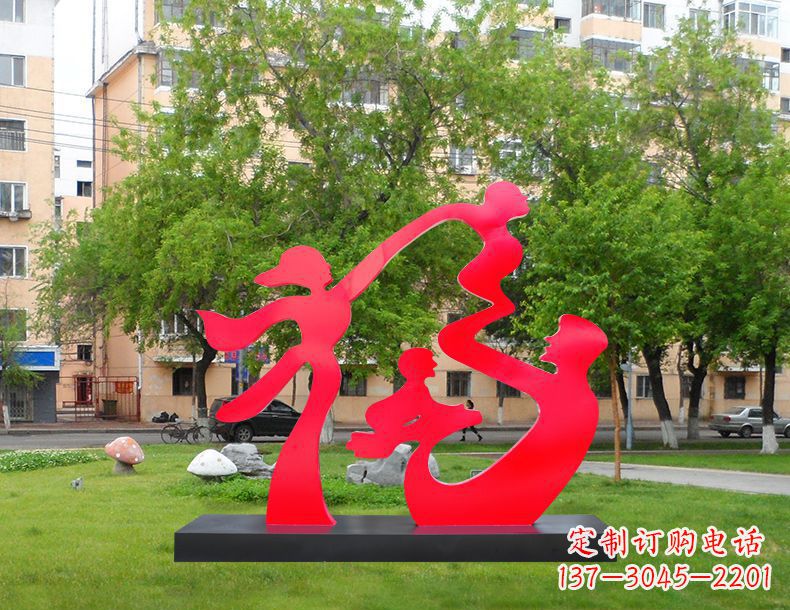山西不锈钢抽象福字人物雕塑