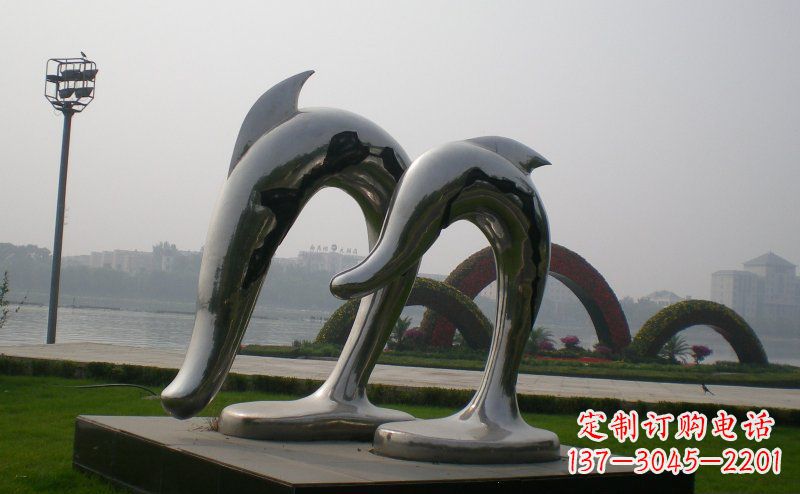 山西精美不锈钢海豚雕塑