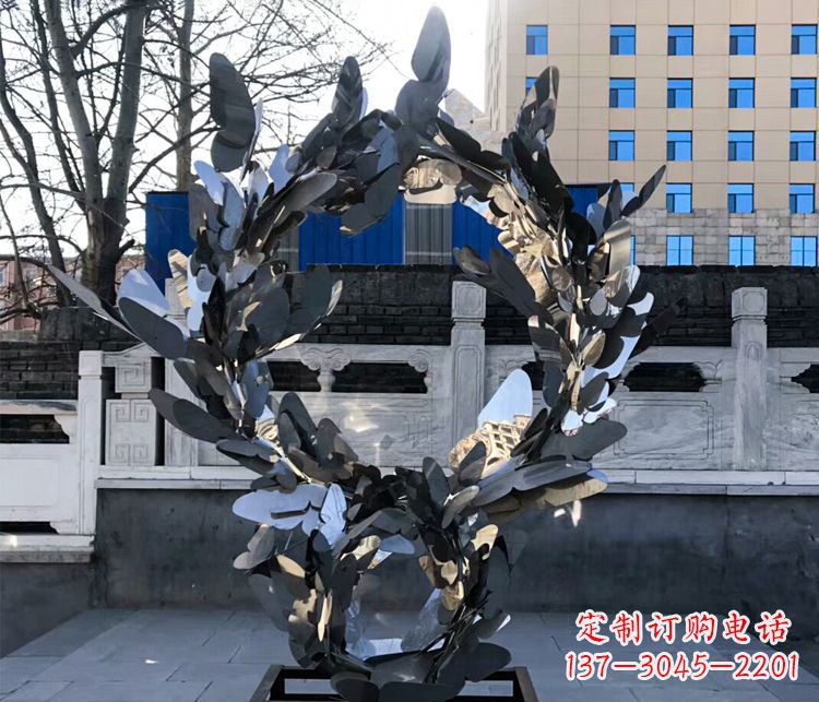山西不锈钢蝴蝶花环景观雕塑