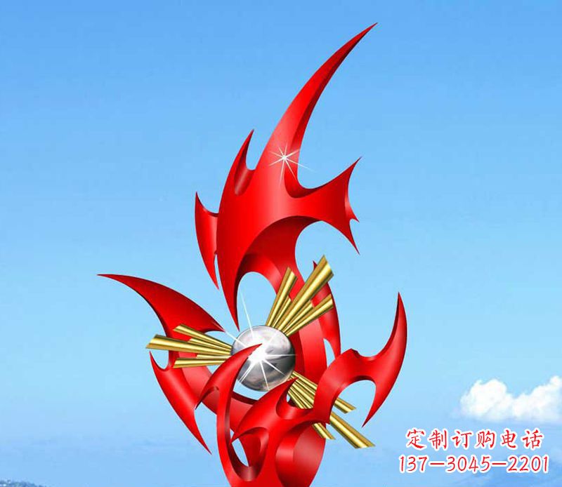 山西不锈钢抽象火苗雕塑 (2)