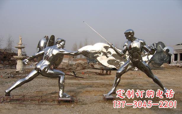 山西不锈钢抽象击剑运动员雕塑
